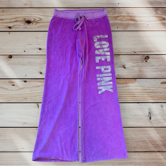 Y2K PINK Victorias Secret Purple Velour Velvet Track Suit Set Small Medium - Picture 9 of 15